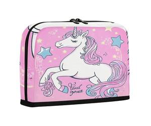 sanluoli Caja de lápices de gran capacidad con ranura, bolsa de papelería para estudiantes, suministros escolares, unicornios de ensueño mágicos
