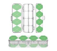 sanluoli Caja de lápices de plástico transparente de doble capa transparente a cuadros para niños con tapa