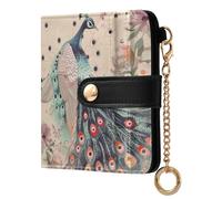 sanluoli Cartera clásica plegable de piel sintética con ranuras para tarjetas para mujeres, niños y niñas, estilo bohemio pastel pavo real