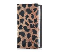 Sanluoli - Cartera de documentos para tarjetas, de piel sintética con estampado de leopardo, color oro rosa, para registro automático y tarjeta de identificación