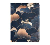 Sanluoli - Cartera de piel para pasaporte y vacunas, diseño de flores japonesas, organizador de documentos de viaje, bonito libro de pasaportes, ligero