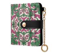 sanluoli Cartera plegable de moda para mujer con ranuras para tarjetas, práctica cartera de piel sintética para mujer, estilo de Oriente Medio, flora y verde