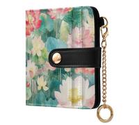 sanluoli Cartera plegable de moda para mujer, de piel sintética, plegable, para mujer, diseño de flores de lirio de agua, melocotón, río, soñador