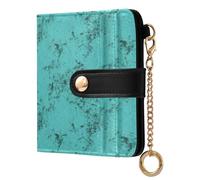 sanluoli Cartera plegable de piel sintética para mujer, bonita cartera de piel sintética para uso diario, vintage, color turquesa