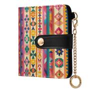 sanluoli Cartera plegable delgada de piel sintética impermeable para mujer, con formas abstractas tradicionales