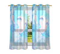 sanluoli Cortina opaca azul brillante con diseño de chica animada, cortinas de granja para tratamientos de ventana, cortinas de 63 pulgadas de largo para cuartos de bloqueo de luz