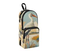 sanluoli Elegante cigüeña blanca delicada arte de nailon con 3 compartimentos, gran capacidad, estuche para niñas, papelería escolar, escuela preparada, 1600 ml