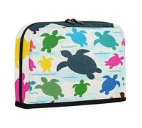 sanluoli Estuche de almacenamiento para lápices de gran capacidad, organizador de papelería de alta capacidad, organizador de papelería para hombres, viajes, beige, silueta de tortuga de dibujos