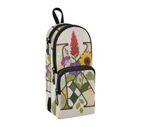 sanluoli Estuche multifuncional de nailon con 3 compartimentos, diseño de flor, letra K, 1600 ml