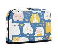 sanluoli Estuche para lápices, bolsa de almacenamiento vertical de gran capacidad, organizador de escritorio de pie para mujer, suministros de escuela secundaria, Mr & Mrs, oso, color azul melocotón