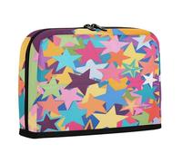 sanluoli Estuche para lápices de gran capacidad, bolsa suave multiusos para niños, escuela preparada, coloridas estrellas de dibujos animados están a la moda