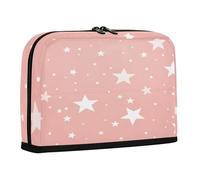 sanluoli Estuche para lápices de gran capacidad, organizador de escritorio para estudiantes universitarios, oficina, estrellas blancas sobre fondo melocotón