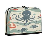 sanluoli Estuche para lápices de gran capacidad, organizador multifuncional para enfermeras, viajes, náuticos, océanos, animales marinos, color azul