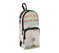 sanluoli Estuche para lápices de nailon con 3 compartimentos, con texto en inglés "I Love You Like No Otter", estuche de gran capacidad para adolescentes, artículos de papelería para hombres, escuela