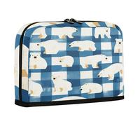 sanluoli Estuche para lápices vertical de gran capacidad, bolsa de almacenamiento vertical con cremallera para niños, suministros escolares, osos polares azules y blancos