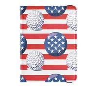 Sanluoli Flag Golfs 4 de julio Día de la Independencia - Cartera de cuero para pasaporte de viaje con ranura para tarjeta de vacunación, bonito libro de pasaporte, ligero