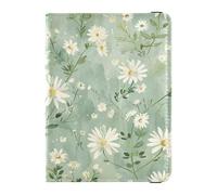 Sanluoli Fresh Little Daisy - Portatarjetas de piel estilo pastoral para pasaporte y vacuna, estuche combinado para documentos de viaje, cartera para documentos de viaje, lindo libro de pasaportes