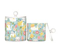 sanluoli Fresh Spring - Cajas de almacenamiento de plástico transparente con tapa para hisopos de algodón, almohadillas de algodón, púas de hilo dental, clips de papel, paquete de 2