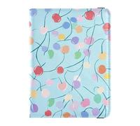 Sanluoli - Funda de piel colorida para pasaporte con cerezas, organizador de documentos de viaje, protector de identificación, tarjeta de vacuna, cartera impermeable