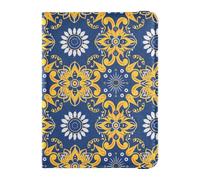sanluoli Funda de piel con estampado floral bohemio y amarillo y azul para pasaporte, billetera de viaje para pasaporte, identificación, tarjeta de vacunación, cartera impermeable