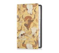 sanluoli Funda de piel de esqueleto amarillo vaca para registro de coche y tarjeta de seguro, accesorios de comparación de camiones para cualquier coche, camión, motocicleta, remolque o barco