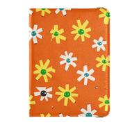 Sanluoli - Funda de piel de girasol, color naranja, para pasaporte, funda para tarjetas de vacuna, organizador de documentos, accesorios impermeables