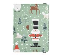 Sanluoli - Funda de piel para pasaporte de reno, diseño de Papá Noel, funda protectora para vacunas, bonito libro de pasaportes, impermeable