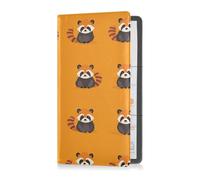 Sanluoli - Funda organizadora para tarjetas de registro y seguro de piel sintética con diseño de pandas menores, color naranja y simple para documentos esenciales, licencia de conducir, tarjetas
