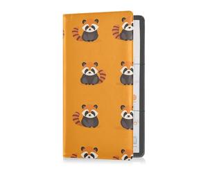 Sanluoli - Funda organizadora para tarjetas de registro y seguro de piel sintética con diseño de pandas menores, color naranja y simple para documentos esenciales, licencia de conducir, tarjetas
