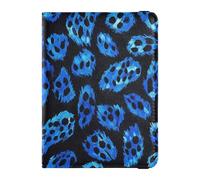 sanluoli Funda protectora de piel con estampado de leopardo azul y negro para pasaporte y tarjeta de vacunación, organizador de documentos, accesorios ligeros