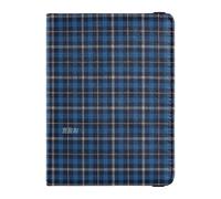 sanluoli Funda protectora para pasaporte de cuero azul marino a cuadros vintage de búfalo, funda protectora para pasaporte con ranura para tarjeta de vacunación, impermeable