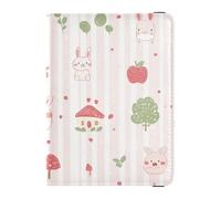 Sanluoli - Funda protectora para vacuna, diseño de dibujos animados, color rubor, piel a rayas, pasaporte y tarjeta de vacuna, incluye funda protectora para pasaporte con ranura para tarjeta de vacuna