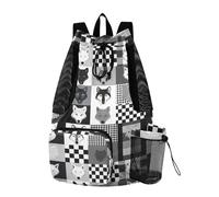 sanluoli Grey Wolves - Bolsas de playa con cordón para deporte, gimnasio, con soporte para botella de agua, impermeable