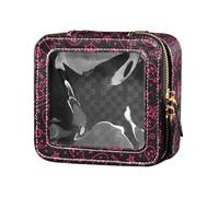 sanluoli Happy Halloween Peach Lines - Bolsa de maquillaje pequeña transparente para bolso, neceser de viaje, mini recipientes de maquillaje para viajes, líneas de melocotón Happy Halloween, talla