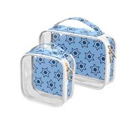 sanluoli Juego de 2 bolsas de aseo transparentes Star Of David Hanukkah, aprobadas por la TSA, resistentes al agua, kit de afeitado para hombre, diseño de estrella de David Hanukkah, Estrella de David