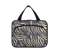 sanluoli Kit colgante de rayas azules de animales para viajes con gancho, bolsa de artículos de tocador compacta de diseño para viajes, imprescindible para hotel, maletín para maquillaje, azul (Animal