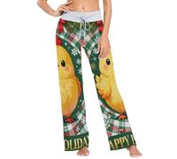 sanluoli Merry Christmas - Pantalones largos de pijama a cuadros verdes para mujer, pantalones de pijama para mujer, pantalones para dormir, talla XS, Merry Christmas Chicken Green Plaid, Large
