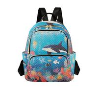 sanluoli Mochila azul con diseño de delfines y animales marinos para mujer, antirrobo, a la moda, para compras, viajes, para entrenamiento diario, Algunos delfines marinos azules, S