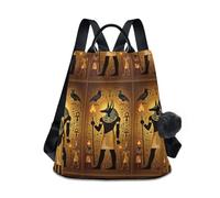 sanluoli Mochila de moda para pañales, mochila casual para mujer, ligera para compras diarias en la universidad, con llavero de pompón, Símbolos del antiguo Egipto, M, Casual