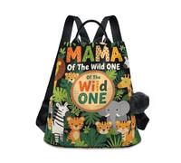 sanluoli Mochila grande de moda para mujer, para viajes, trabajo, uso diario con llavero de pompón, Mama of the Wild One - Safaris Jungle_00003, M, Casual