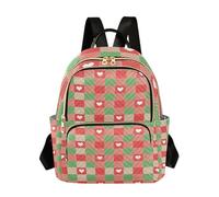 sanluoli Mochila para mujer, diseño a cuadros, color rojo y verde, con texto en inglés "Merry Christmas", impermeable, para viajes, deportes, gimnasio, Merry Christmas Red Green Love Plaid, S