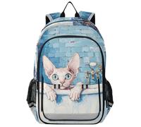 sanluoli Mochila para niñas de 8 a 12 años: bolsas de libros ajustables para mujeres en varios colores. Lindos gatos Cornish Rex Cats Vintage tina