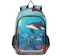 sanluoli Mochila para niños de 16 pulgadas, 8-12: modernas mochilas para mujer en varios colores, algunos delfines marinos animales azules