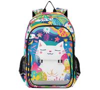 sanluoli Mochila para niños de 8 a 12 a 8 a 12: mochila ligera para niños y niñas de sexto grado en varios colores - El gato blanco en el jardín