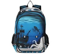 sanluoli Mochila para niños de 8 a 12 años: bolsa ligera para libros para adolescentes en varios colores - Black Sea Ocean Ship