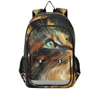 sanluoli Mochila para niños de 8 a 12 años: bolsas de libros ajustables para niños en varios colores - Pintura al óleo Feeling Cute Cat