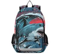 sanluoli Mochilas grandes para niños de 8 a 12 años: bolsa de libros de gran capacidad para la escuela secundaria en varios colores - Ocean Animal Angry Shark