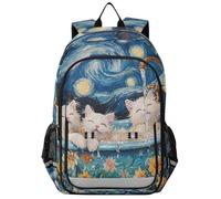 Sanluoli - Mochilas para niños de 8 a 12 años: bolsas ligeras para libros para la escuela secundaria en varios colores - Sweet Selkirk Rex Cats Retro Bañera