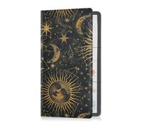 sanluoli Mystic Golden Sun Moon - Funda de piel de alta calidad para tarjetas de registro y seguro, accesorios para tarjetas, documentos esenciales, documentos de licencia de conducir