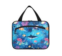 sanluoli Neceser colgante azul con diseño de animales marinos con gancho, bolsas plegables de diseño para artículos de tocador para adultos, estuches de camping para maquillaje, Algunos delfines